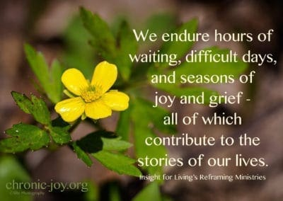 We endure hours of waiting, difficult days. and seasons of joy and grief - all of which contribute to the stories of our lives.