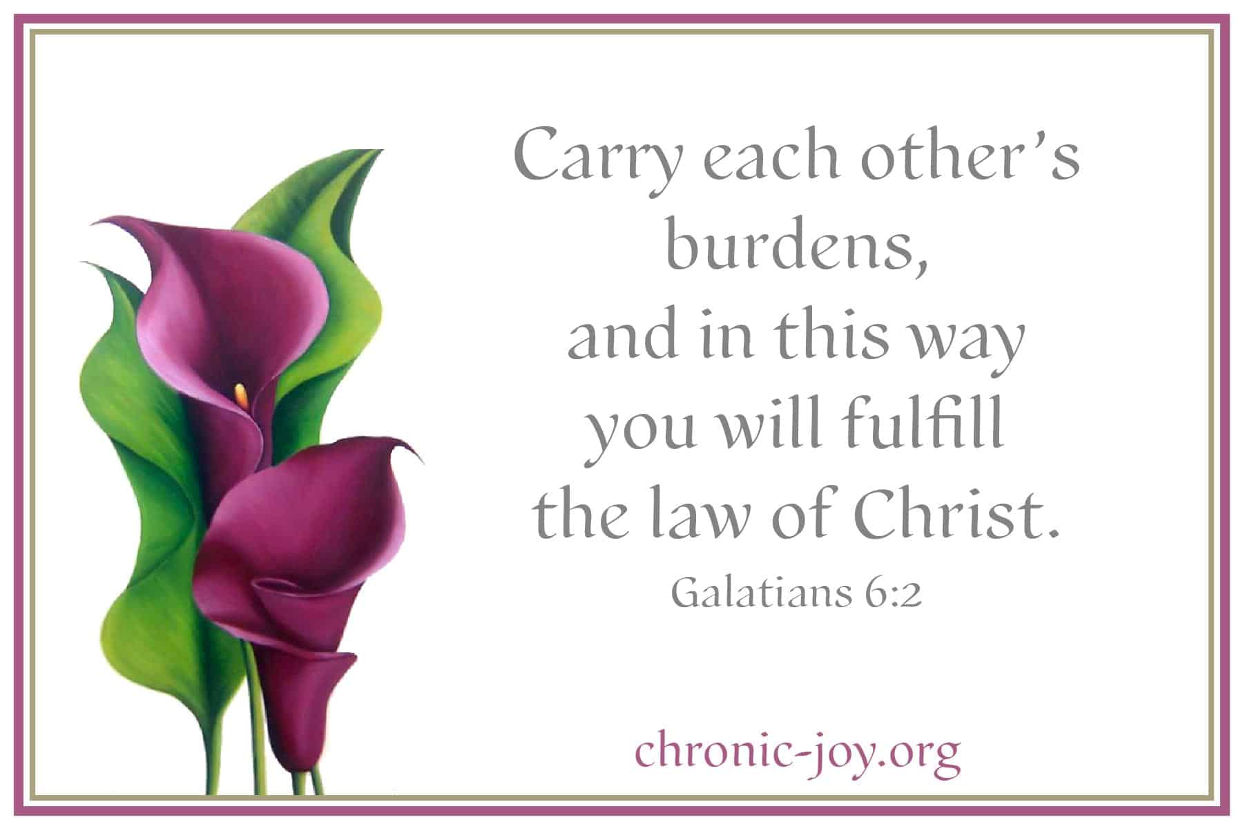 Carry each other’s burdens - Galatians 6:2