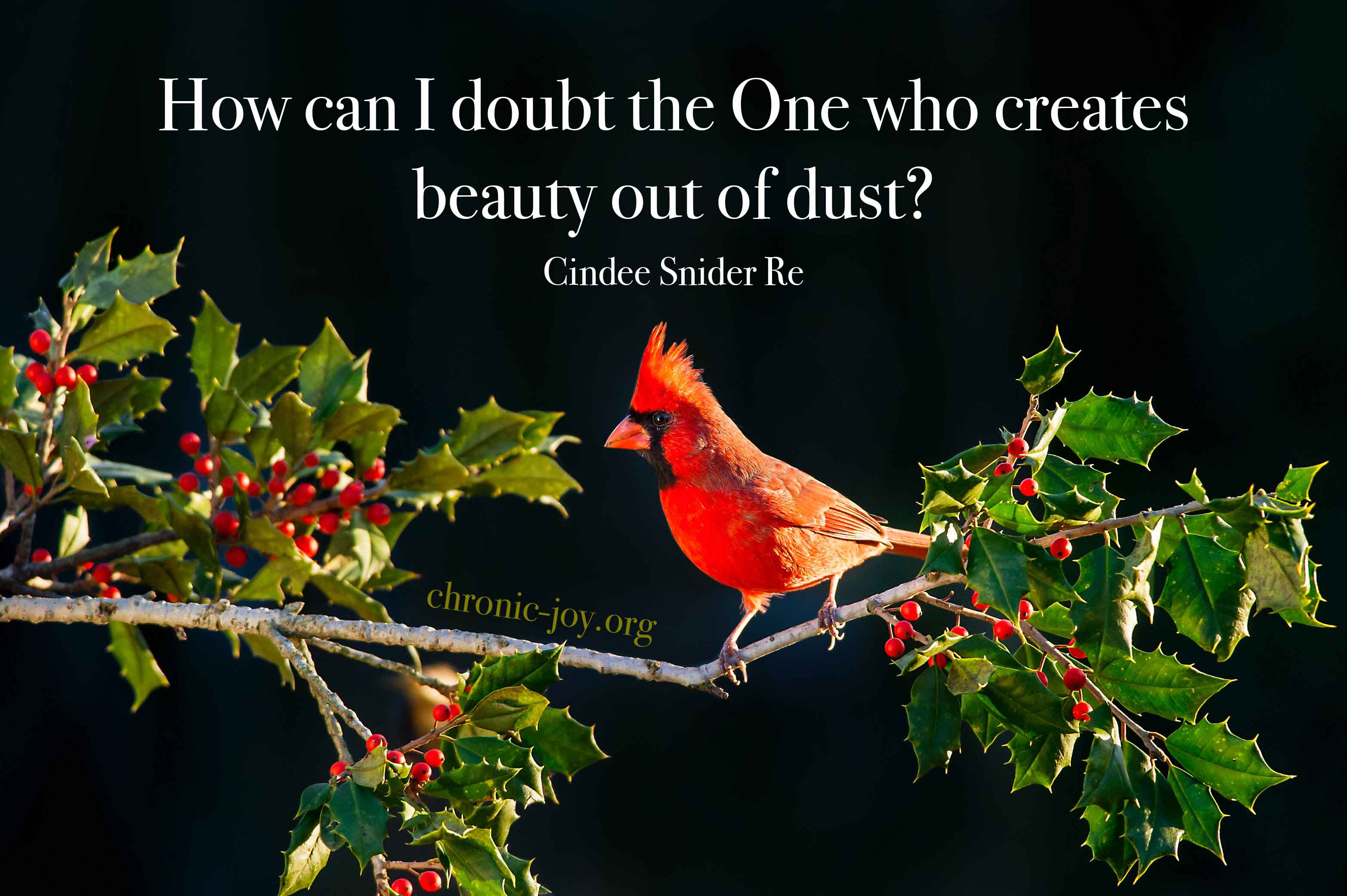 God creates beauty out of dust.