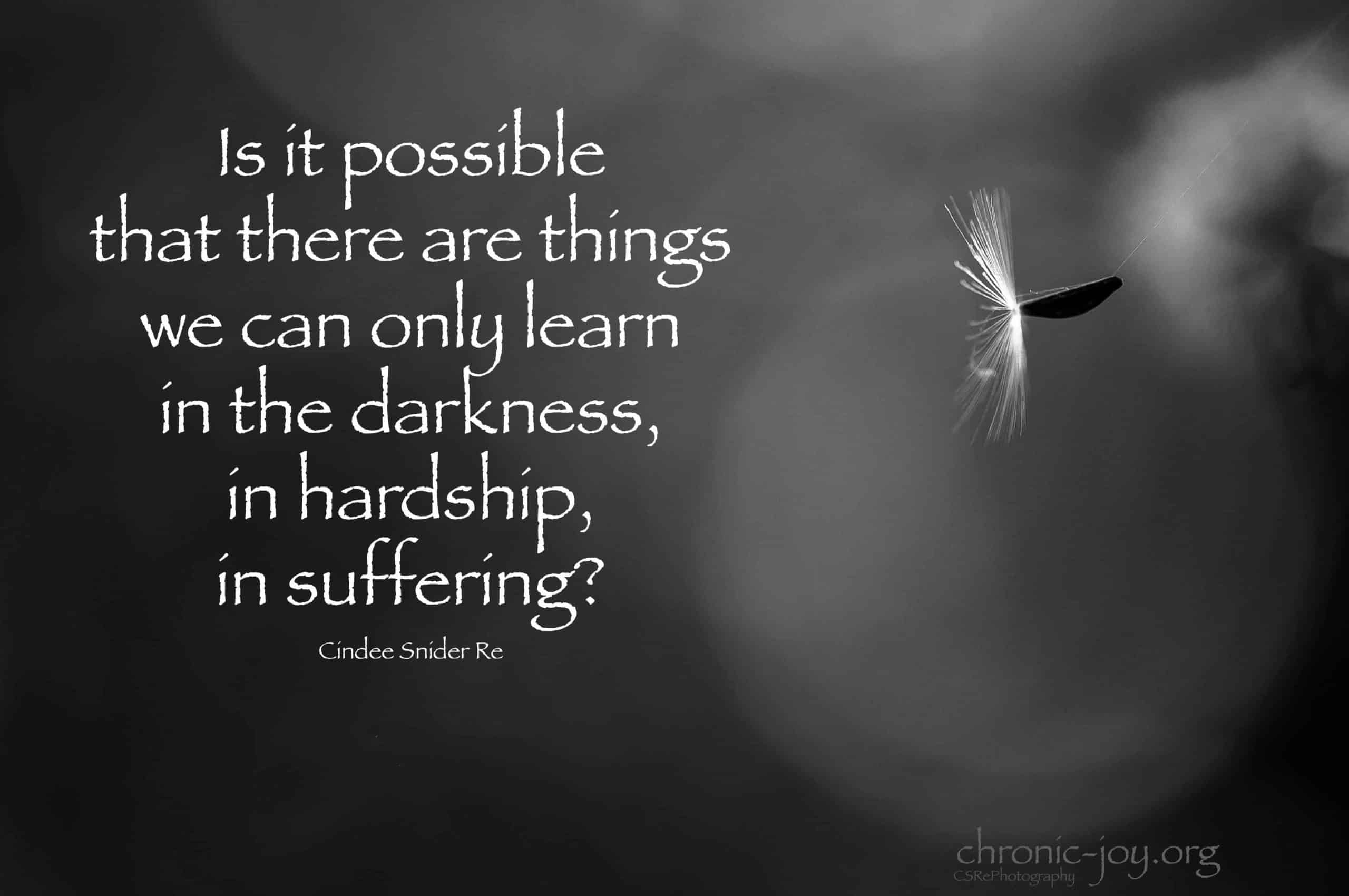 Is is possible there are things we can only learn in hardship?