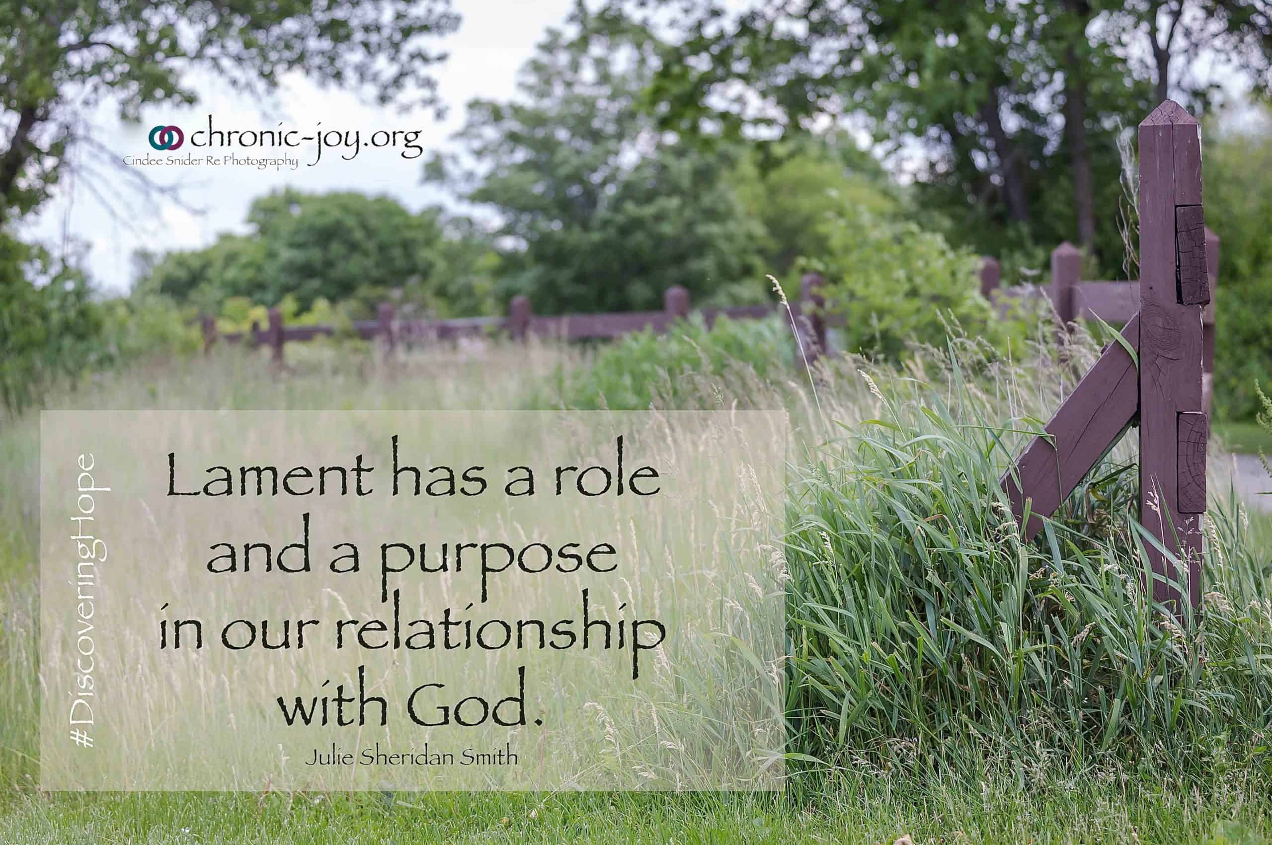 "Lament has a role and a purpose in our relationship with God." Julie Sheridan Smith