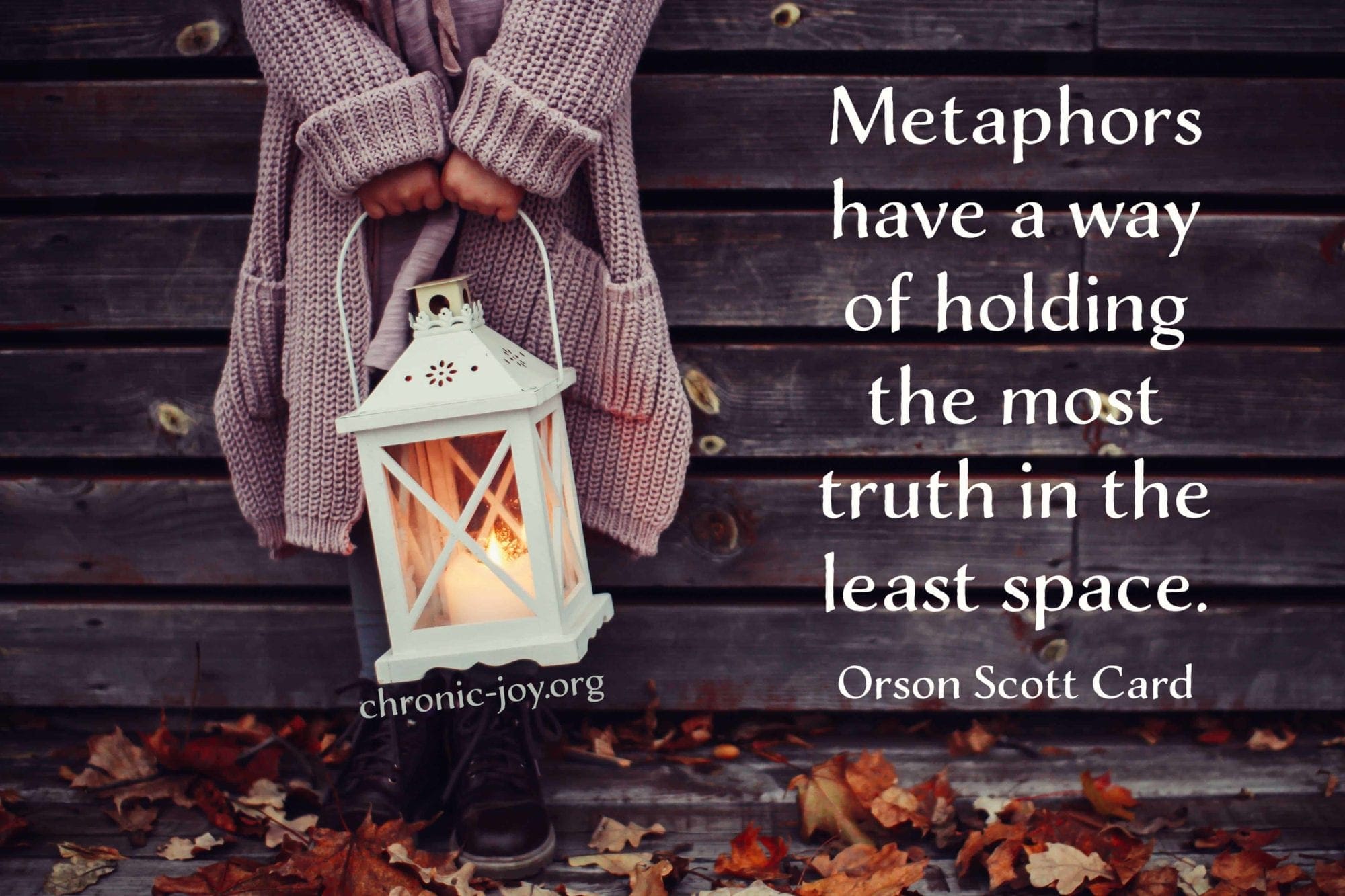 "Metaphors have a way of holding the most truth in the least space." Orson Scott Card
