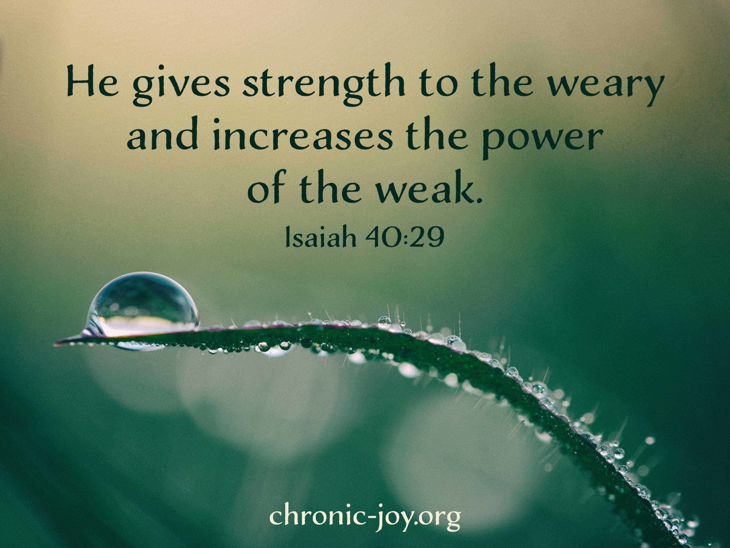 He gives strength to the weary and increases the power of the weak. (Isaiah 40:29)