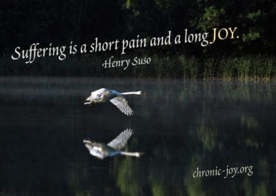 "Suffering is a short pain and a long joy." Henry Suso