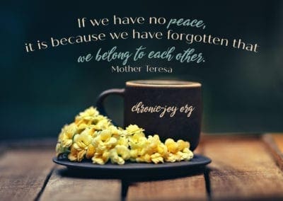 "If we have no peace, it is because we have forgotten that we belong to each other." Mother Teresa
