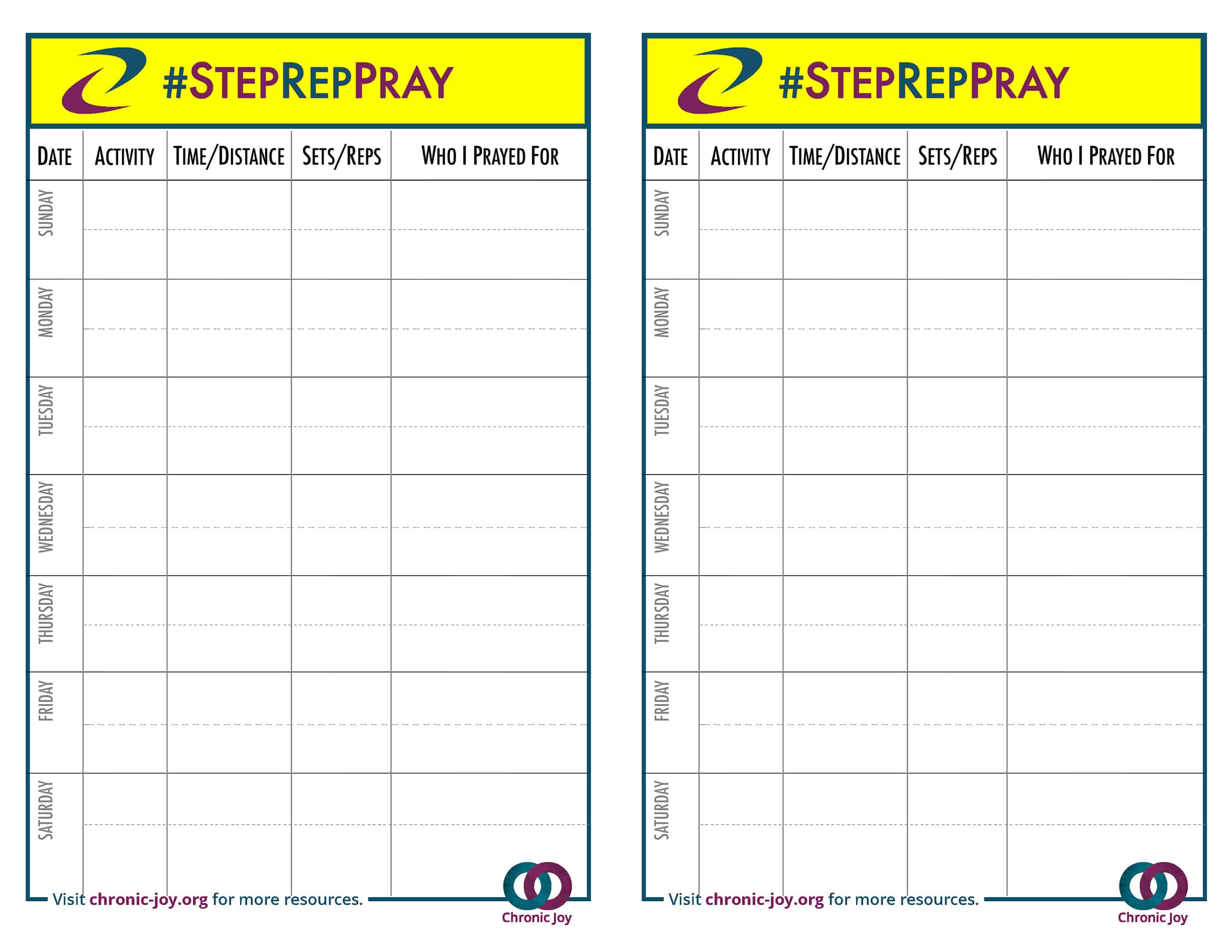 #StepRepPray Log Sheet