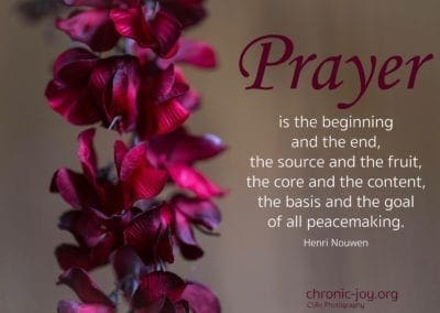 "Prayer is the beginning and end, the source and the fruit, the core and the content, the basis and the goal of all peacemaking." Henri Nouwen