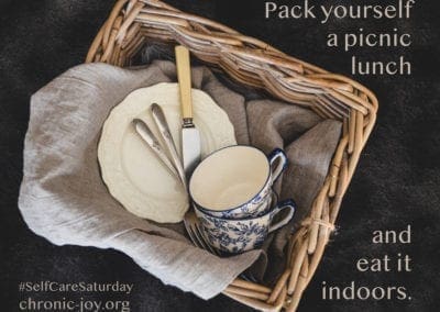 Pack a picnic lunch and eat it indoors.