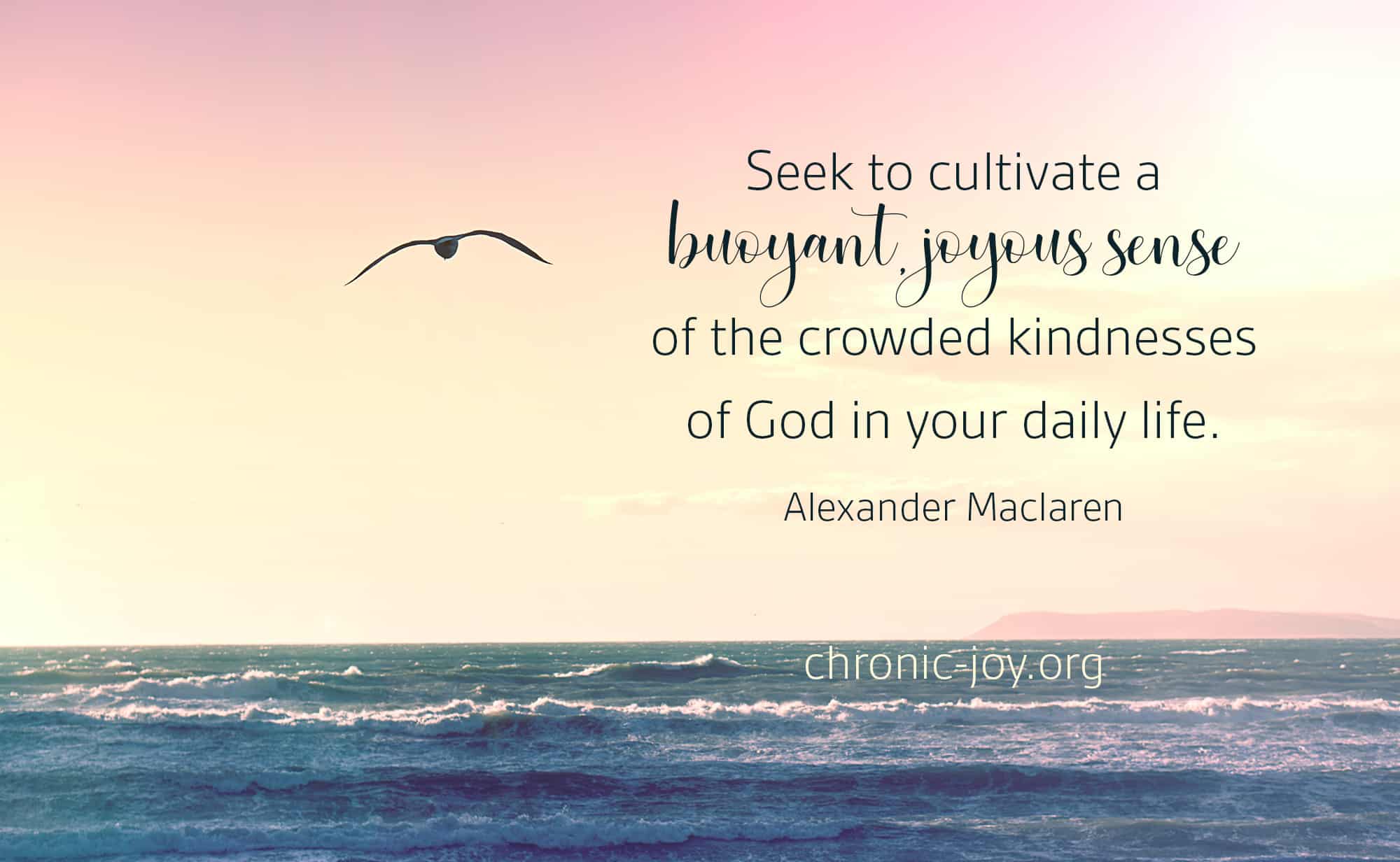 Seek to cultivate a buoyant, joyous sense of the crowded kindnesses of God
