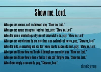 When you are anxious, sad, or stressed, pray “Show me, Lord.”