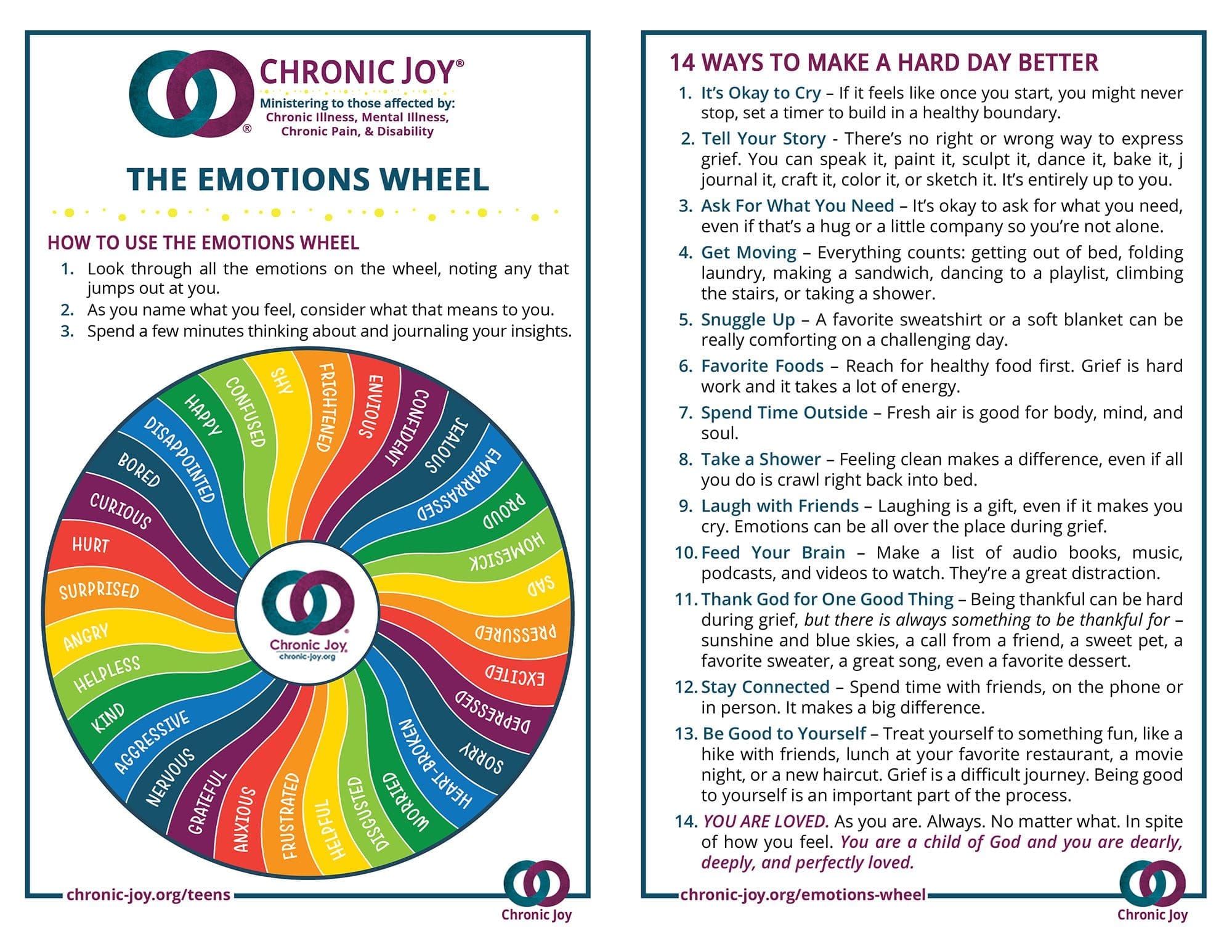 Emotions Wheel and Guide • Teens