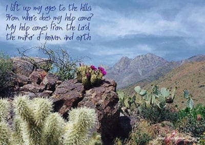 I lift up my eyes to the hills, from where does my help come? My help comes from the the Lord, the maker of heaven and earth.