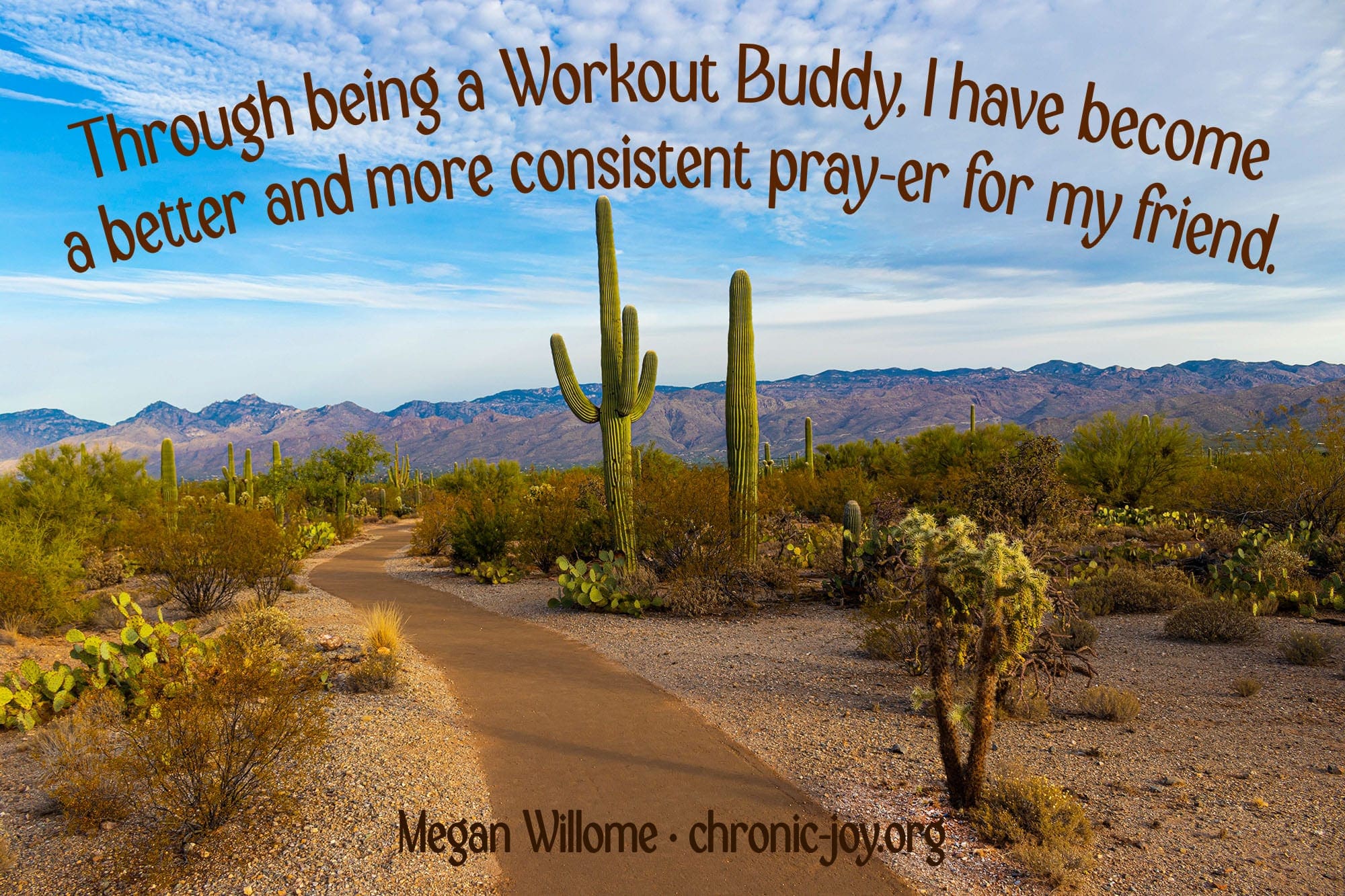 "Through being a Workout Buddy, I have become a better and more consistent pray-er for my friend." Megan Willome