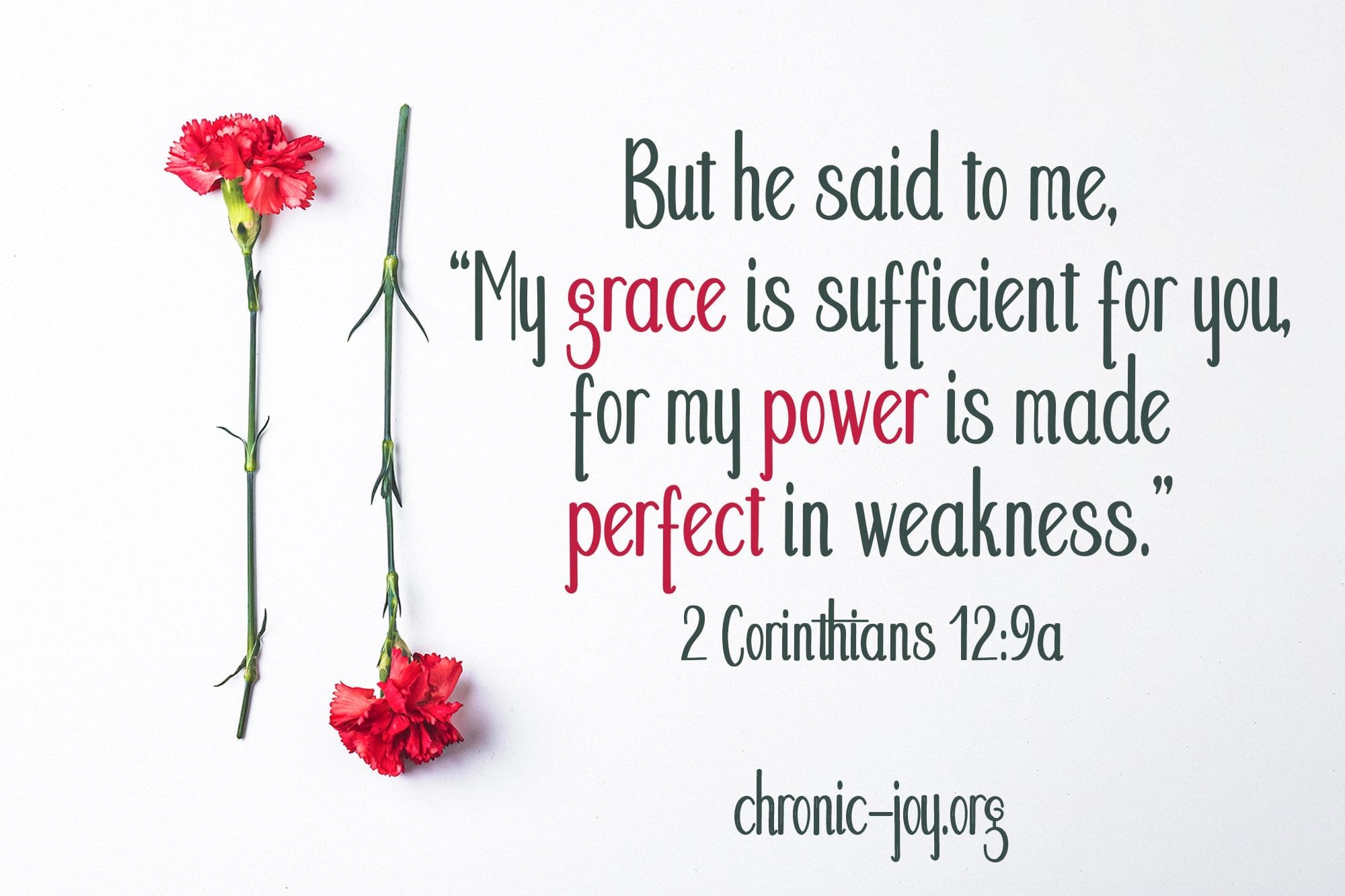 "But he said to me, 'My grace is sufficient for you, for my power is made perfect in weakness.'” 2 Corinthians 12:9a