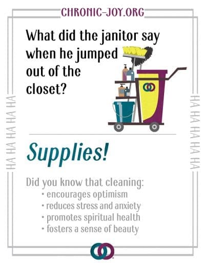 What did the janitor say when he jumped out of the closet? Supplies!