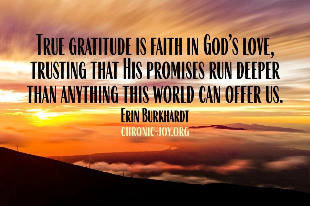 "True gratitude is faith in God’s love, trusting that His promises run deeper than anything this world can offer us." Erin Burkhardt
