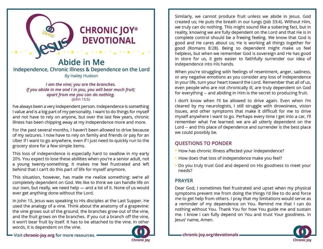 Chronic Joy Printable Devotionals