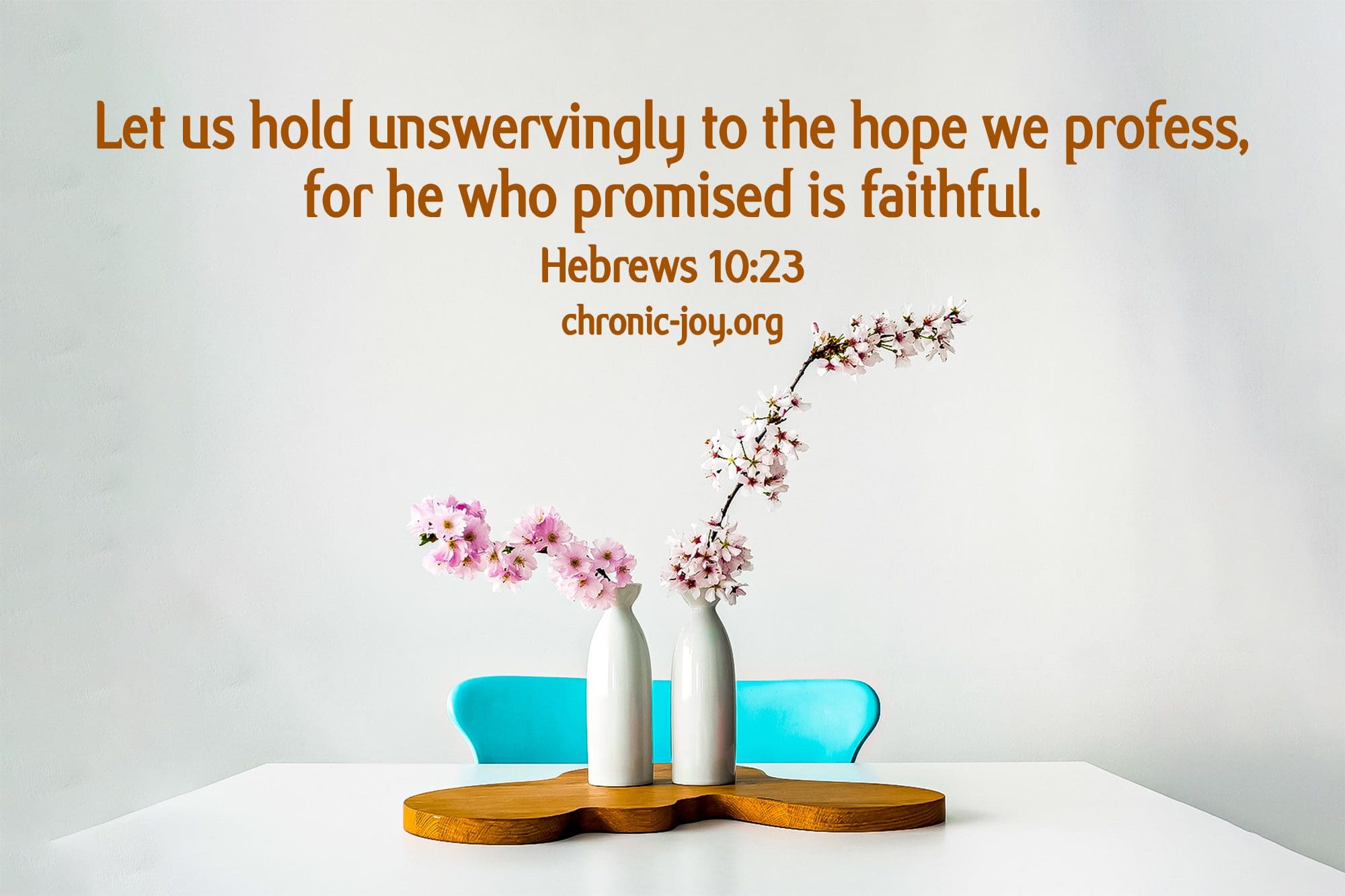 "Let us hold unswervingly to the hope we profess, for he who promised is faithful." Hebrews 10:23