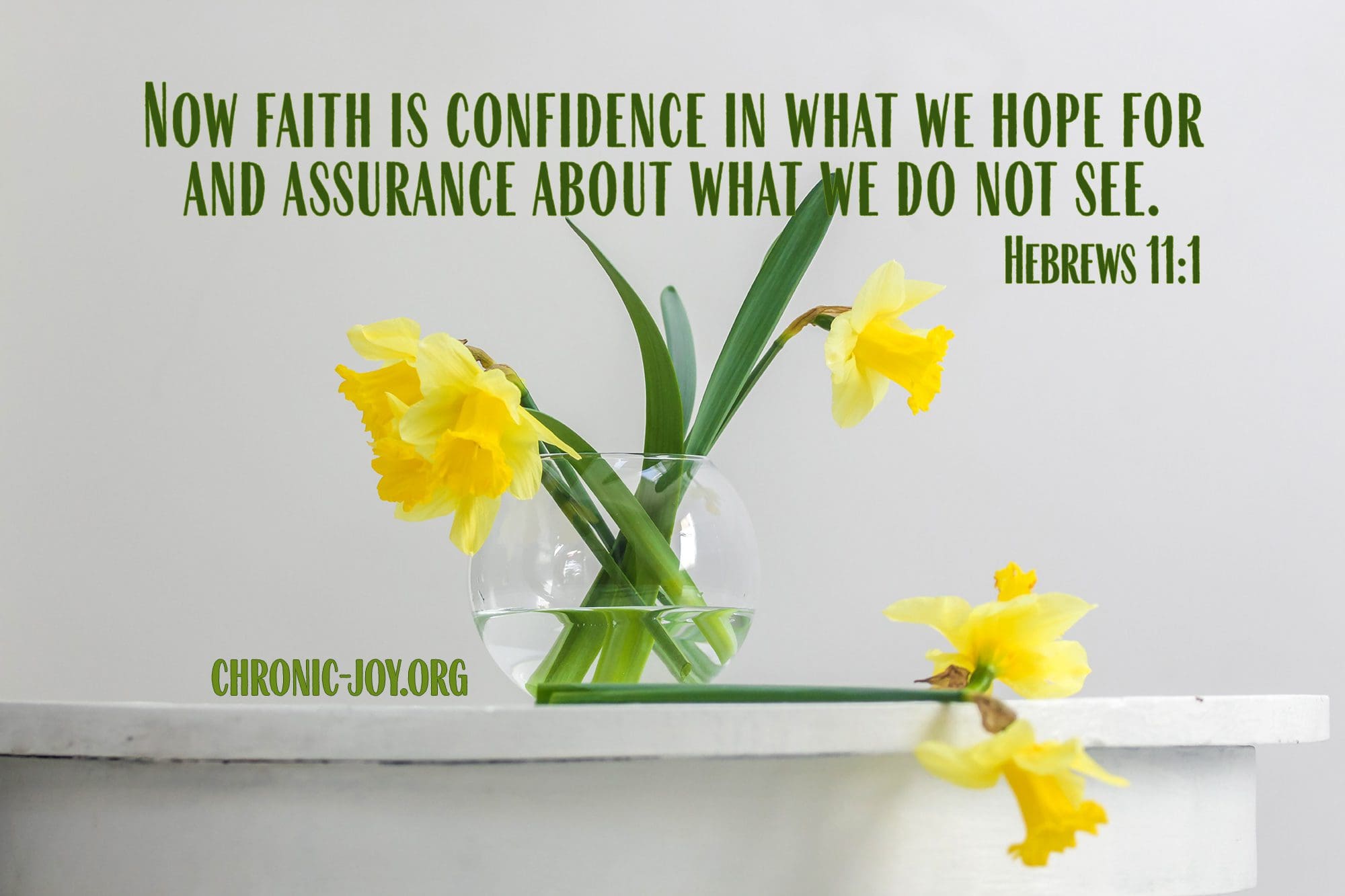 "Now faith is confidence in what we hope for and assurance about what we do not see." Hebrews 11:1