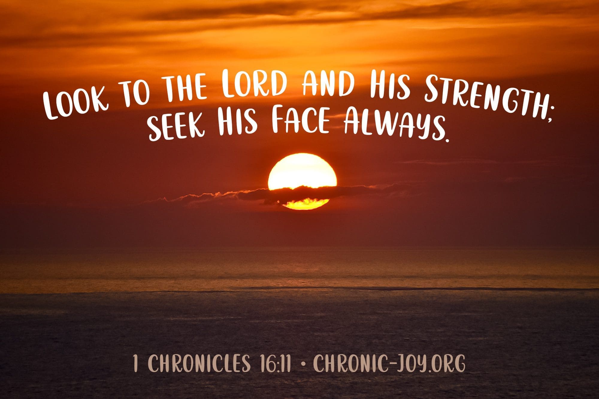 "Look to the Lord and His strength; seek His face always." 1 Chronicles 16:11