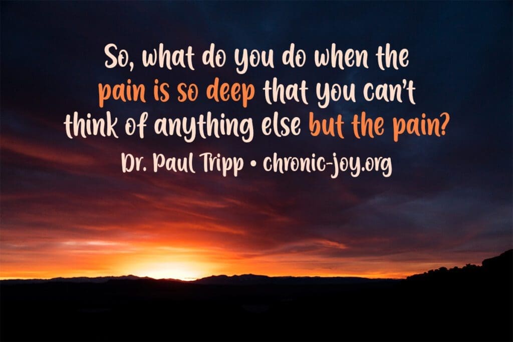 "So, what do you do when the pain is so deep that you can’t think of anything else but the pain? " Dr. Paul Tripp